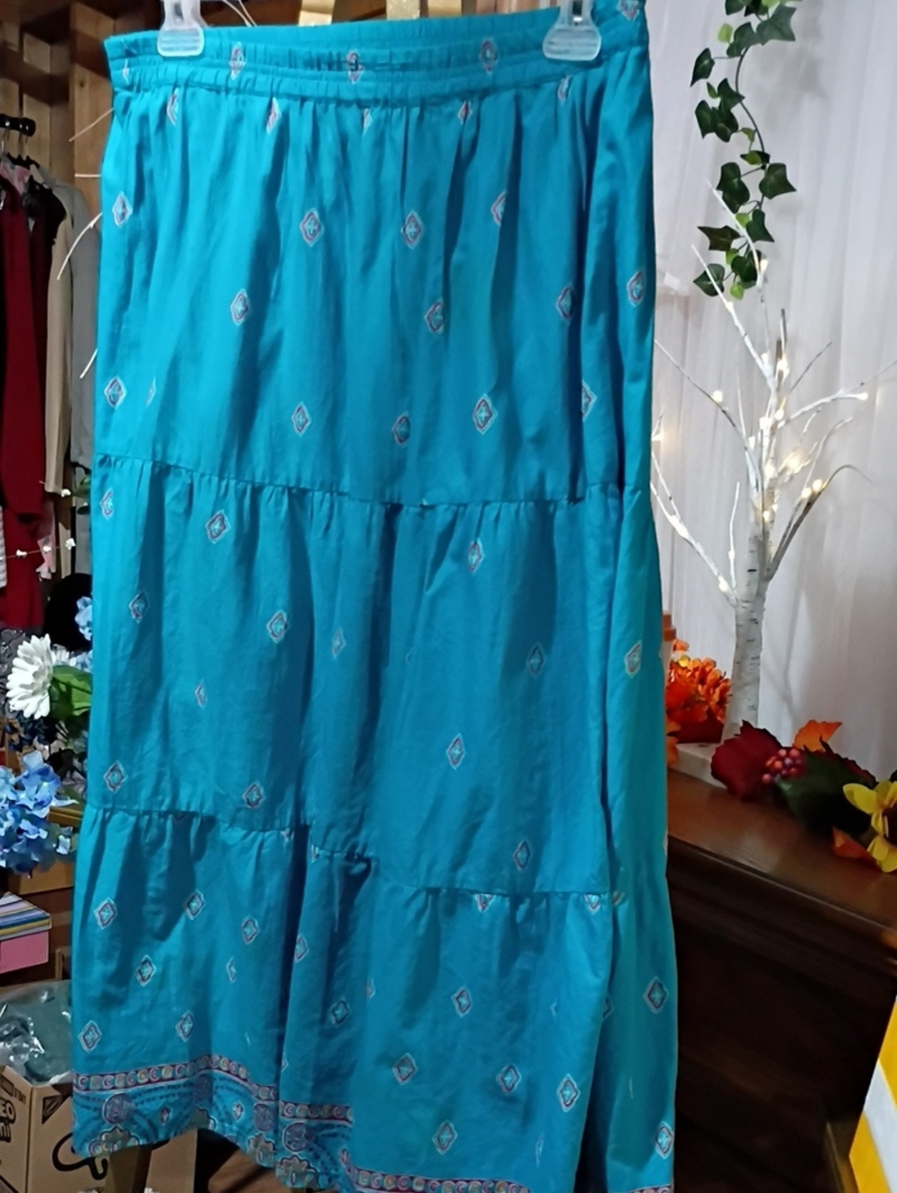 Kim Rogers Teal Tiered Maxi Skirt